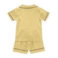 thumbnail image 4 of Kids Satin Pajamas For Girls Boys Solid Summer Button Down Pajamas Shorts Set Toddler Sleepwears Girls Pajama Sets 4T, 4 of 5