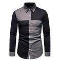 thumbnail image 1 of Camisa informal de rayas a cuadros para hombre, con solapas abotonadas, suave y cómoda, deportiva, de talla grande, 1 of 6
