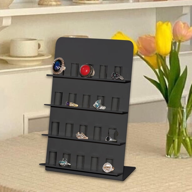 Soporte para presentación de joyería, adorno de anillo, centros de mesa, estante de gabinete, escritorio, decoración multicapa para el hogar, soporte Negro