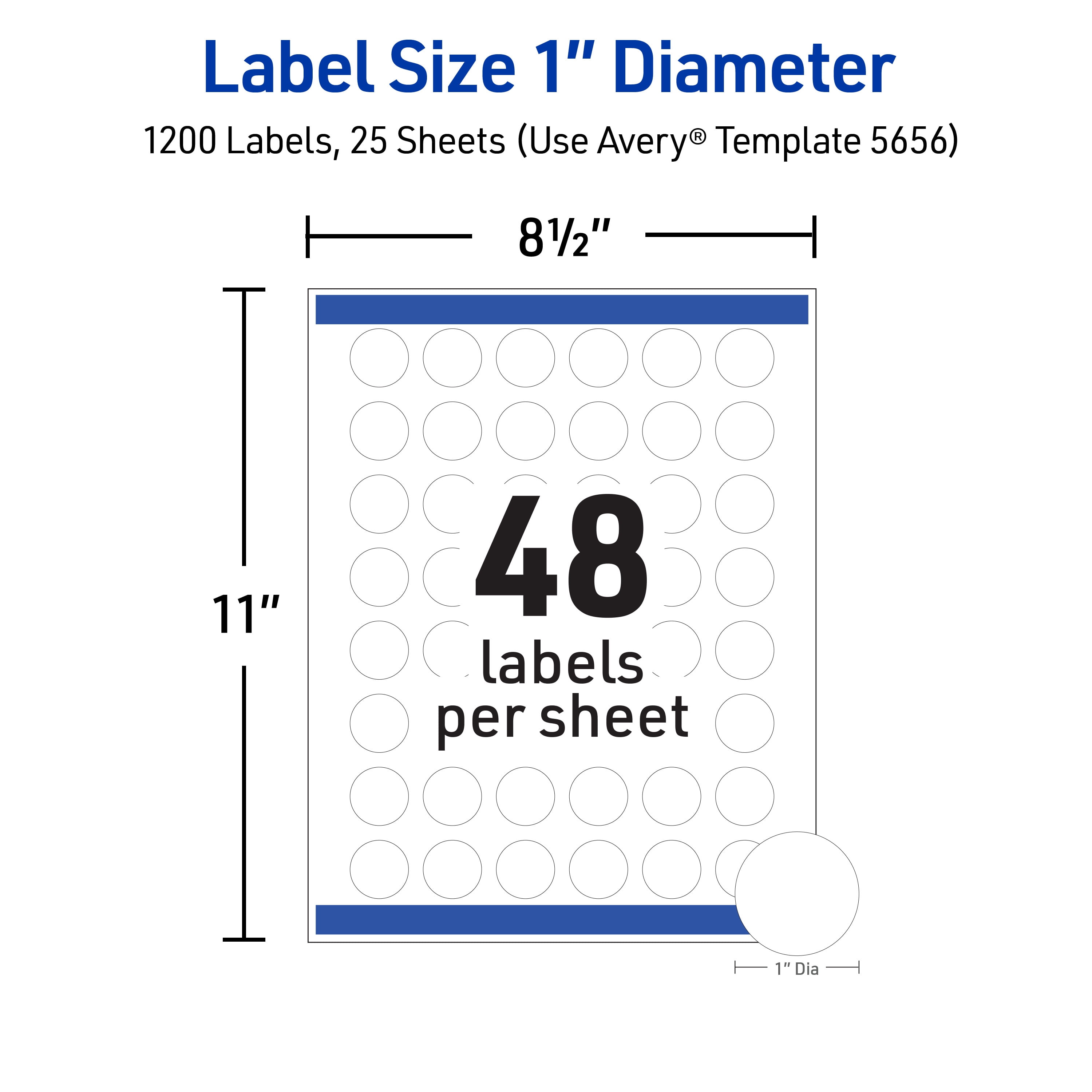 Avery Round Labels, 1" Diameter, Permanent, 1,200 Labels (5656)