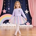 thumbnail image 2 of Lanbubble Girls Dresses Long Sleeve Sweat Party Dress with Sequin Tulle Skirt 3-7 Years, 2 of 6