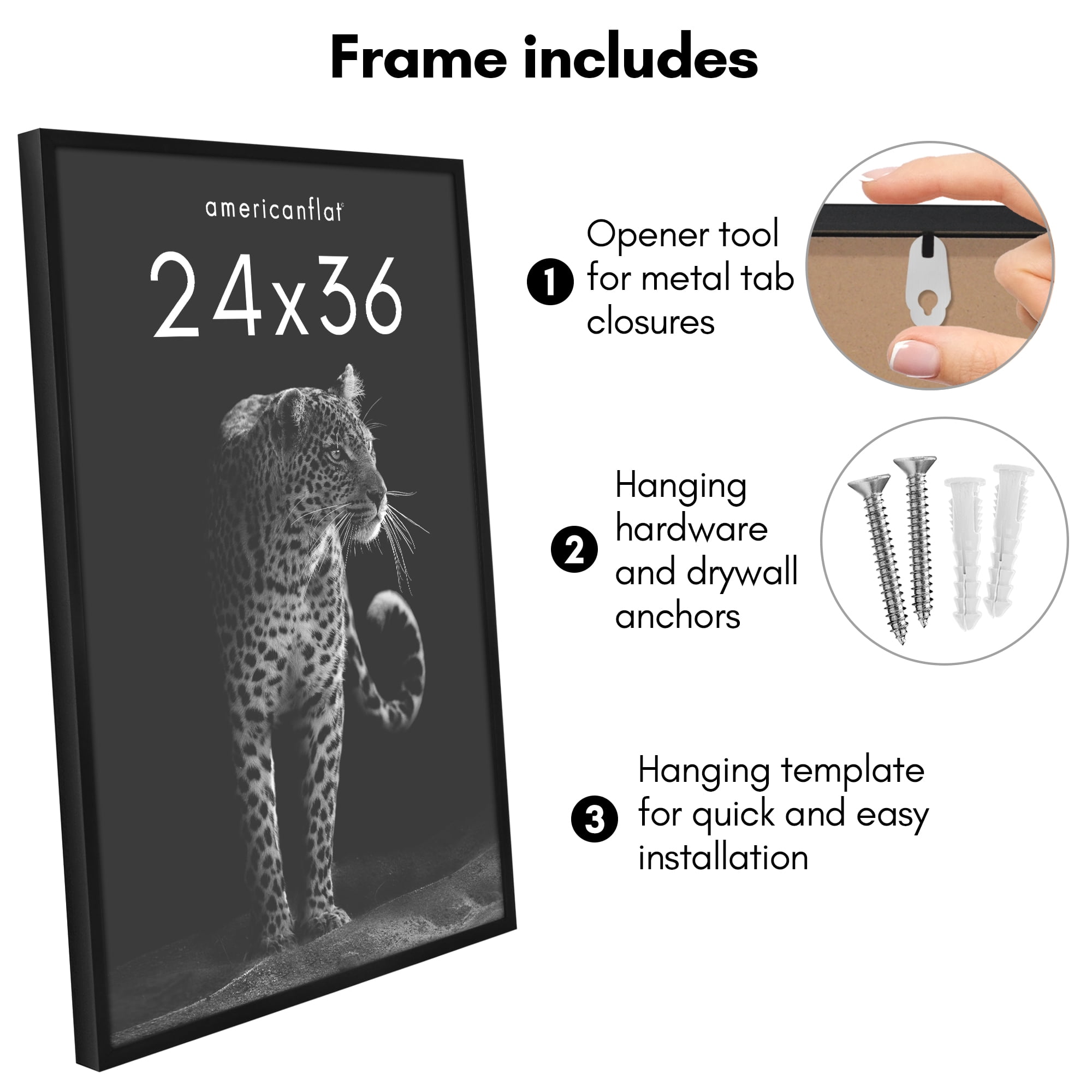 Americanflat 24x36 Poster Frame with Polished Plexiglass Soho Collection Gallery Style Deep Molding - Black