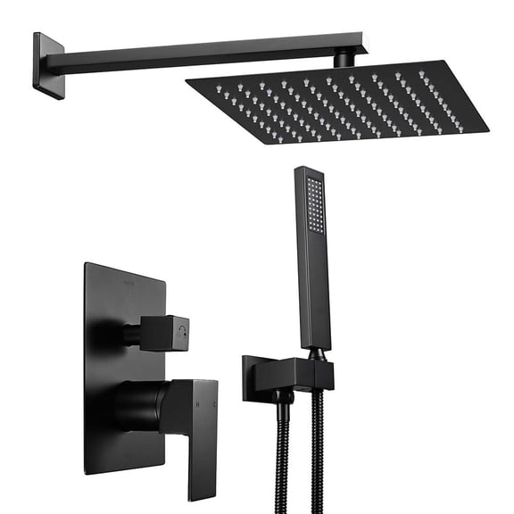 Aquaterior Shower Faucet Set Wall Mount Concealed Mixer Valve Rain Matte Black