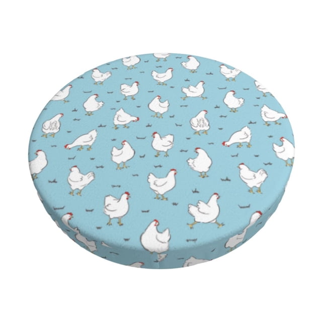 Disketp Funny Chicken Funda Redonda para Taburete, Funda de Cojín para Silla de Bar Suave y Elástica-12 inch