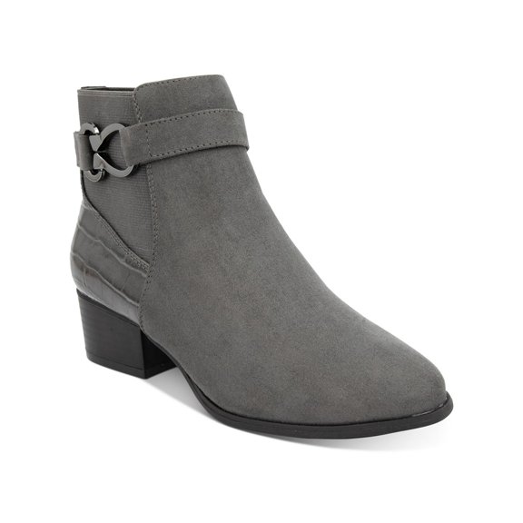 Karen Scott Womens Nadine Faux Leather Block Heel Ankle Boots