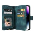thumbnail image 3 of ELEHOLD for iPhone 14 Pro 6.1 inch Flip Leather Wallet Case with Card Holders Kickstand Magnetic Clasp Lanyard Shoulder Strap Shockproof Protective Case,Blue, 3 of 6