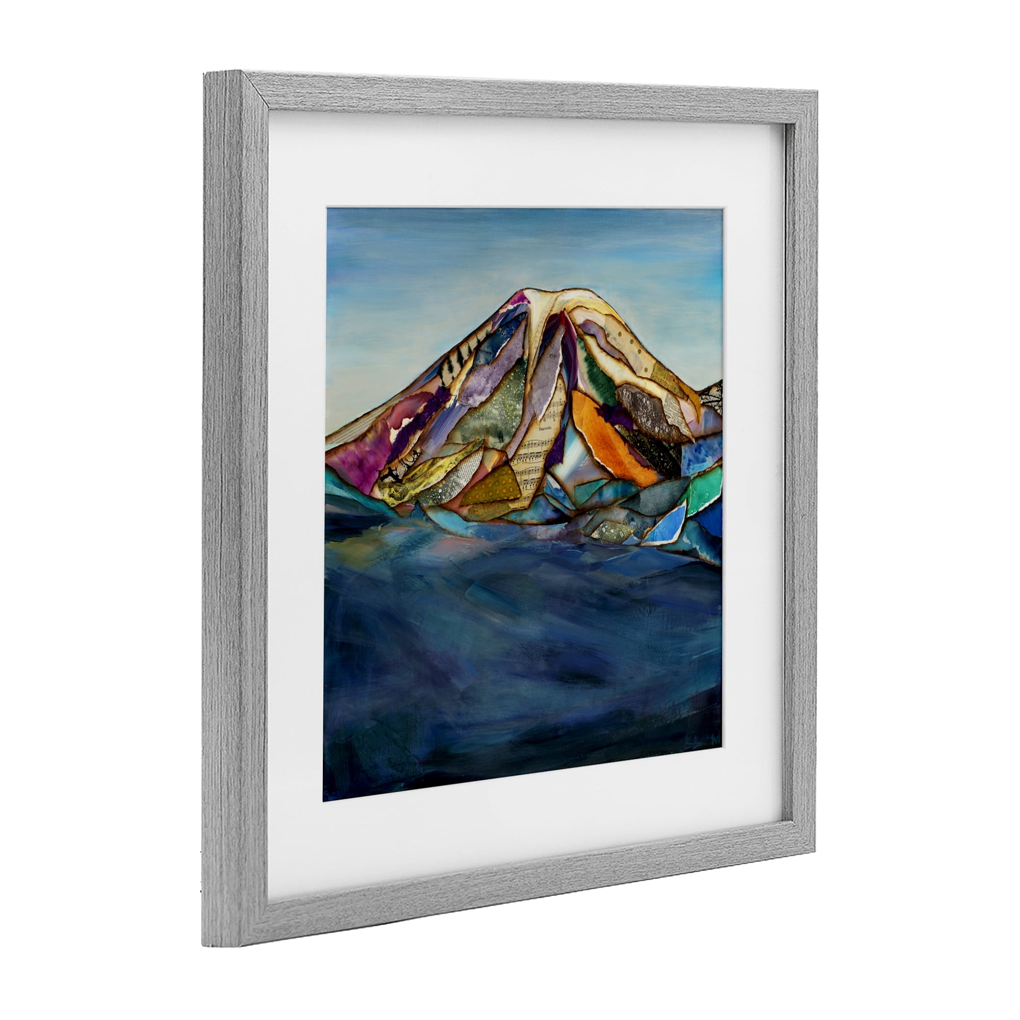 Stupell Industries Collaged Layers Mountain Gray Framed Print Under Glass, design by Van Horne-Borcherding