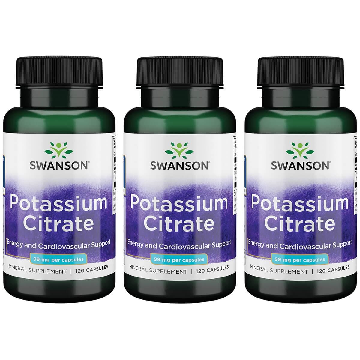 Swanson Potassium Citrate 99 mg 120 Caps 3 Pack