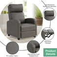 thumbnail image 6 of CL.HPAHKL Recliner Chair for Adults, Adjustable PU Leather Recliner Sofa Chair with Thick Seat Cushion Footrest and Backrest, Reclining Chair for Living Room Bedroom Home Theater Seating, Grey, 6 of 7