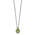 thumbnail image 5 of Auriga Fine Jewelry 925 Sterling Silver with 14K Accent Antiqued Oval Peridot Necklace for Women 18", 5 of 5