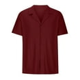 thumbnail image 2 of Mens Casual Button Down Shirts Solid Color Fashion Trendy Drape Lace Summer Short Sleeve Mens Dress Shirts Daily-Wear, 2 of 3