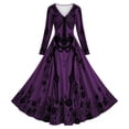 thumbnail image 4 of Xijirk Women V Neck Long Sleeve A Line Maxi Dress with Full Skeleton Rose and Spider Web Print for Halloween Goth Costume Medieval Party Evening Wear, 4 of 4