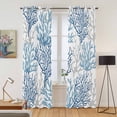 thumbnail image 2 of Navy Blue Coral Coastal Kitchen Curtains 96 Inch Length, Summer Beach Seaside Nautical Grommet Top Bedroom Living Room Curtains, Light Filtering Cafe Curtain Drapes 2 Panels Set 104''x96'', 2 of 9