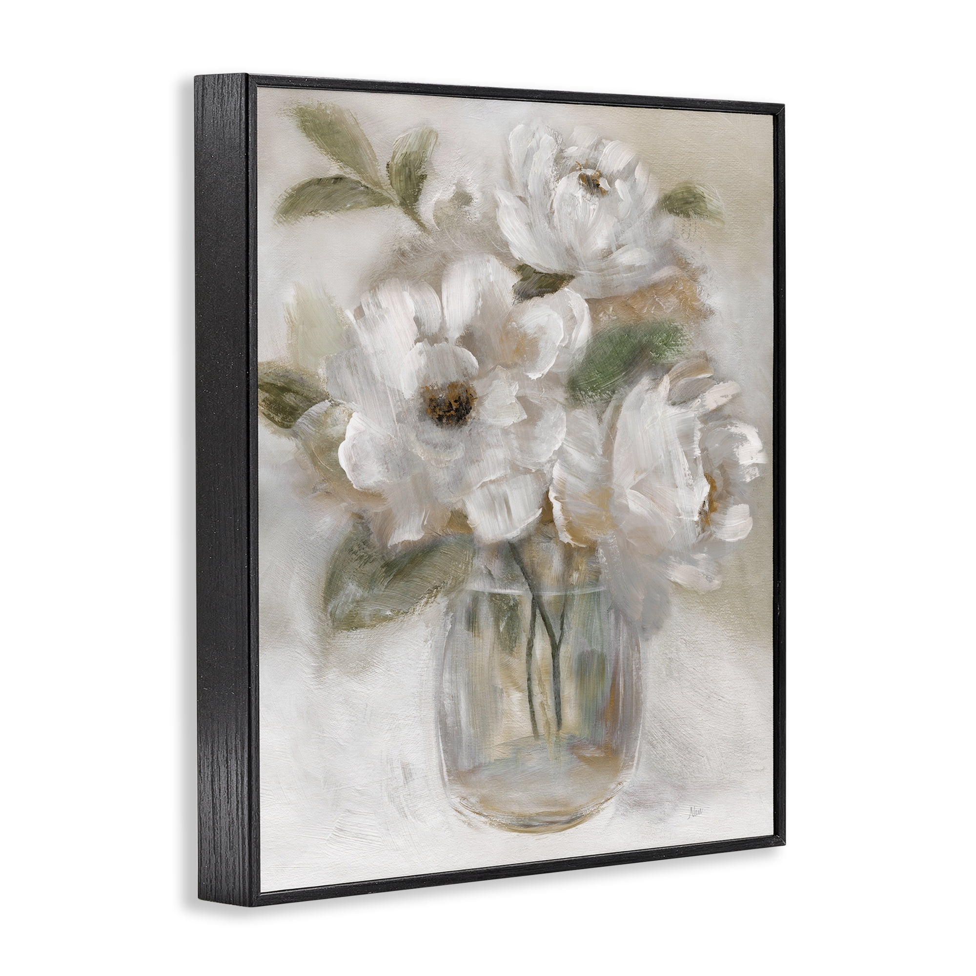 Stupell Industries Brushed Neutrals Bouquet Black Framed Giclee Art, design by Nan
