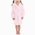 thumbnail image 4 of Toddler Boys Girls Flannel Bathrobes Kids Soft Hooded Sleepwear Cartoon Print Night-robe 2T 3T 4T 5T 6T 7T 8Y to 12T Kids Flannel Hooded Bathrobe Toddler Plush Robes With Belt,Light Pink,Size 9-10T, 4 of 9