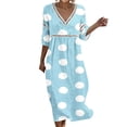 thumbnail image 2 of Omexry Elegant Dresses for Women Women's Summer Casual Printed Dress With Sleeve V-neck Dress, 2 of 6