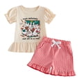 thumbnail image 4 of Angala Outfits for Infant Girls Graphic T Shirt with Plaid Shorts Sets Girl Summer Casual Clothes, 4 of 6