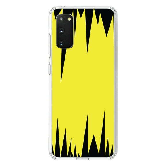 DistinctInk Clear Shockproof Hybrid Case for Galaxy S20 ULTRA / 5G (6.9" Screen) - TPU Bumper, Acrylic Back, Tempered Glass Screen Protector - Yellow Black Spikes