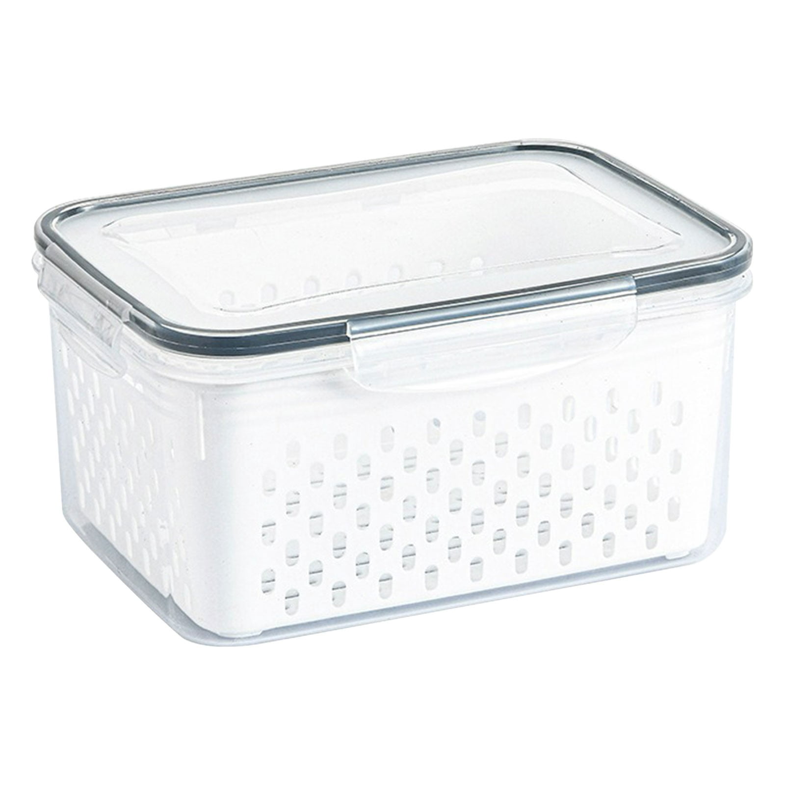 3-Piece Food Storage Container Set | Multifunctional Produce Keeper with Removable Strainer Basket | Airtight Fridge Organizer for Berries, Vegetables & Leftovers