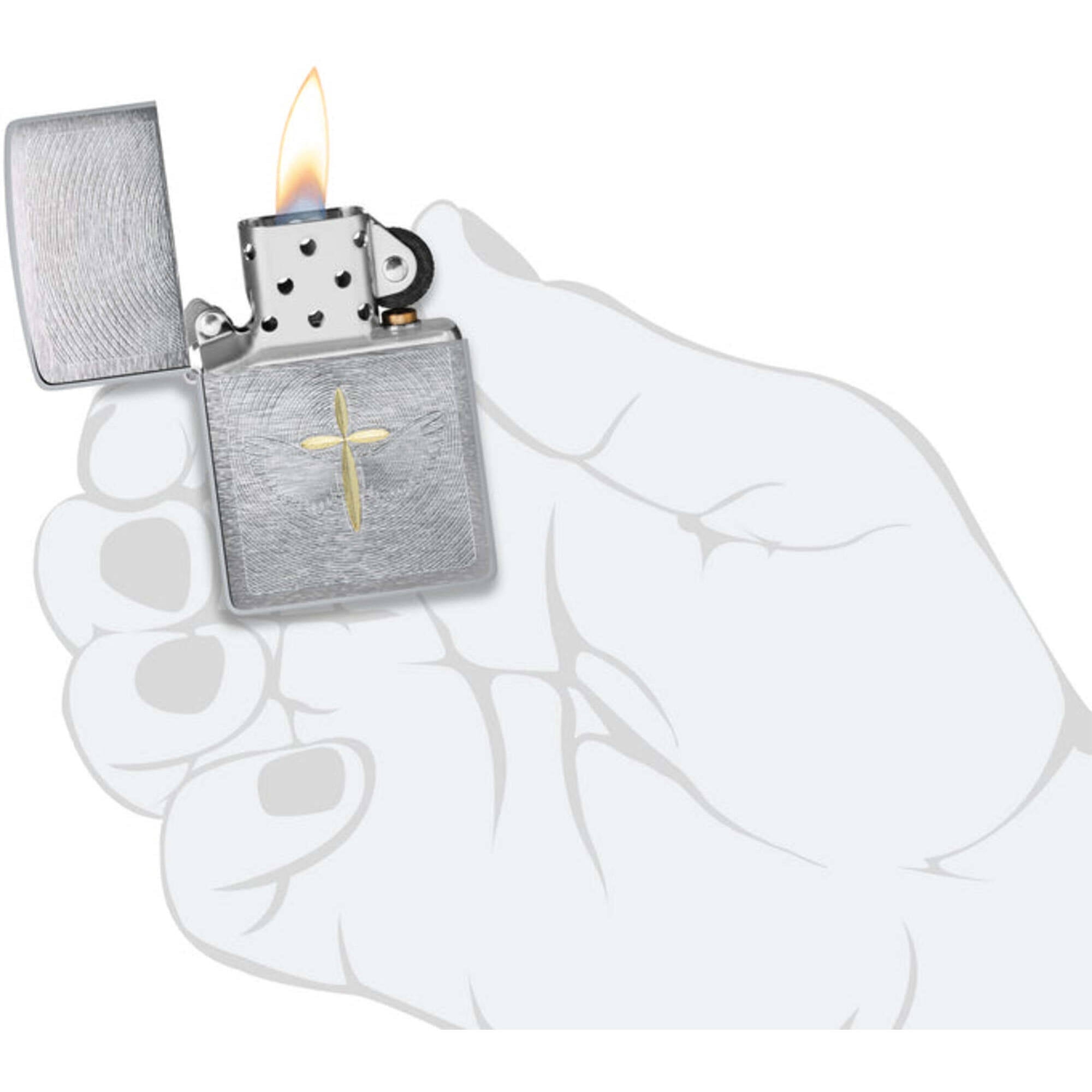 Zippo 46479 Angel Aura Design Brushed Chrome Metal Pocket Lighter