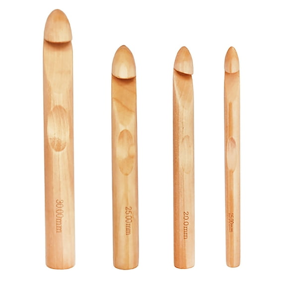 Mozhitti Large Crochet Hooks 15mm 20mm 25mm 30mm Wooden Crochet Hook Set For Chunky Yarn Crocheting Huge Crochet Hooks