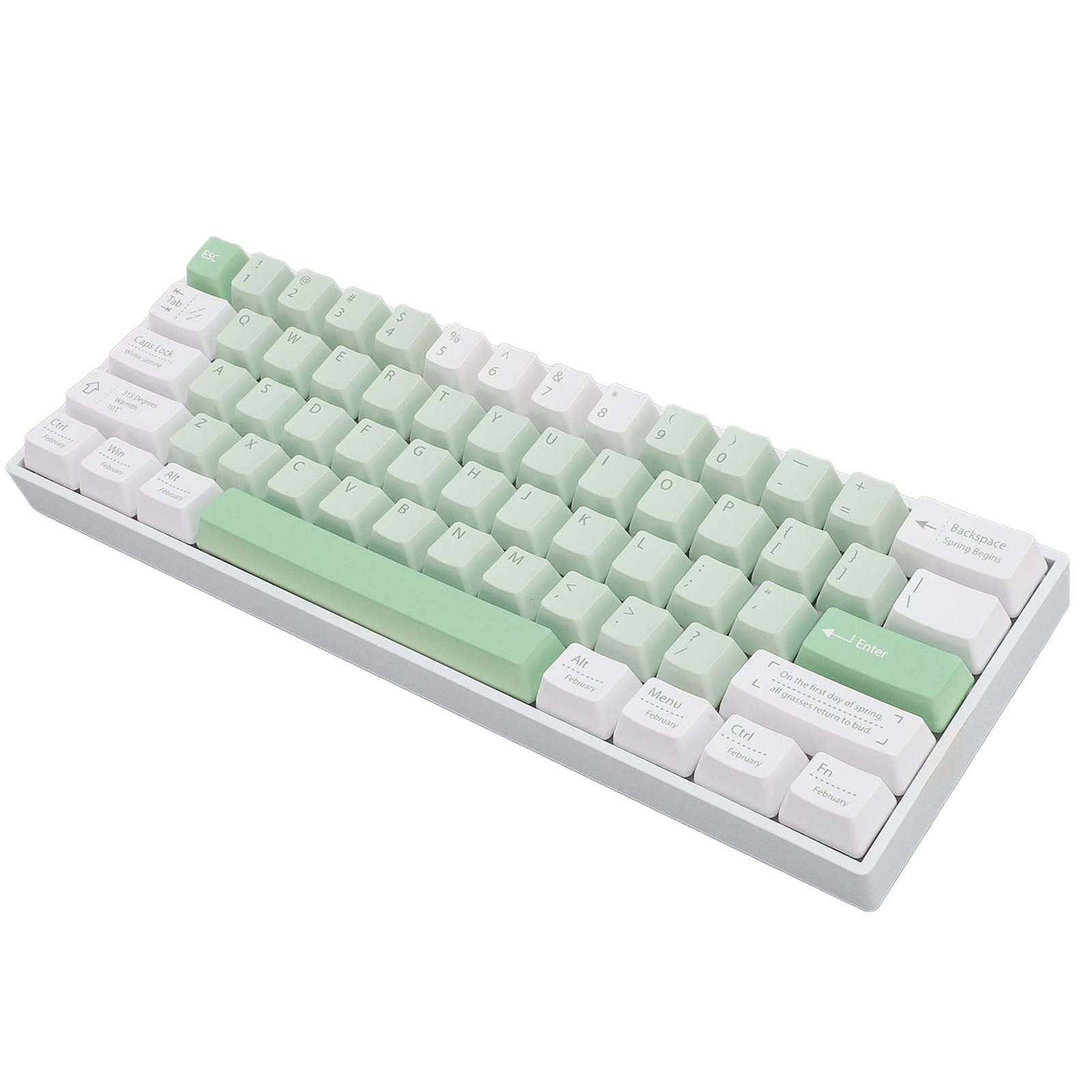 2.4G  Wireless Wired Keyboard, 61 Keys Mechanical Keyboard White Base  for