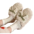 thumbnail image 5 of Bixock Slippers for Womens Indoor House Cotton Shoes Multi Size Bow Fluzzy Fleece Slide Warm Comfortable Non-Sliped Women Shoes, 5 of 6