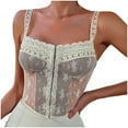 thumbnail image 2 of BLTIBY Women Bustier Corset Vintage Body Shaper Sleeveless Vest Mesh See-Through Tops Renaissance Medieval Waist Cincher Beige L, 2 of 8