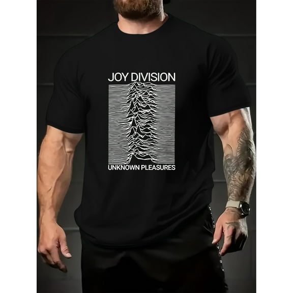 MBDMBD Men'S Joy Division Graphic Tee, 95% Polyester 5% Elastane, Casual Crew Neck Short Sleeve T-Shirt, Knit Fabric with Slight Stretch, Summer Adult TopFather's Day, Mother's Day, New Year, Spring