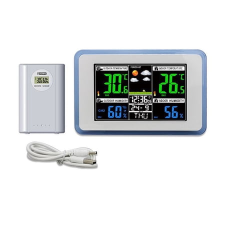 M Buder Wireless Weather Station with 433MHz Outdoor Remote Sensor Color Digital Display Home Office Table Forecast Clock 7.3 x 4.8 Inches / 18.5 x 12.2 cm