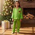 thumbnail image 4 of RUINIXCW Toddler Baby Girl Boy Christmas Silk Satin Pajamas Set Kids PJS Set Sleepwear Heart Print Long Sleeve Collar Button Down Shirt And Pants Set, 4 of 10