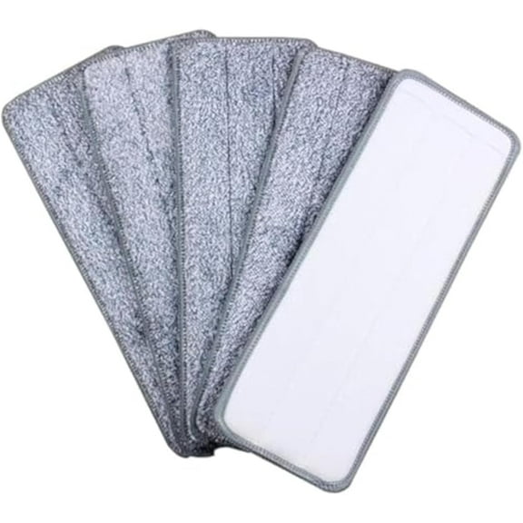 15x5 Inch Microfiber Mop Pads 5 Pack Washable Mop Heads Wet and Dry Cleaning Accessories (White)