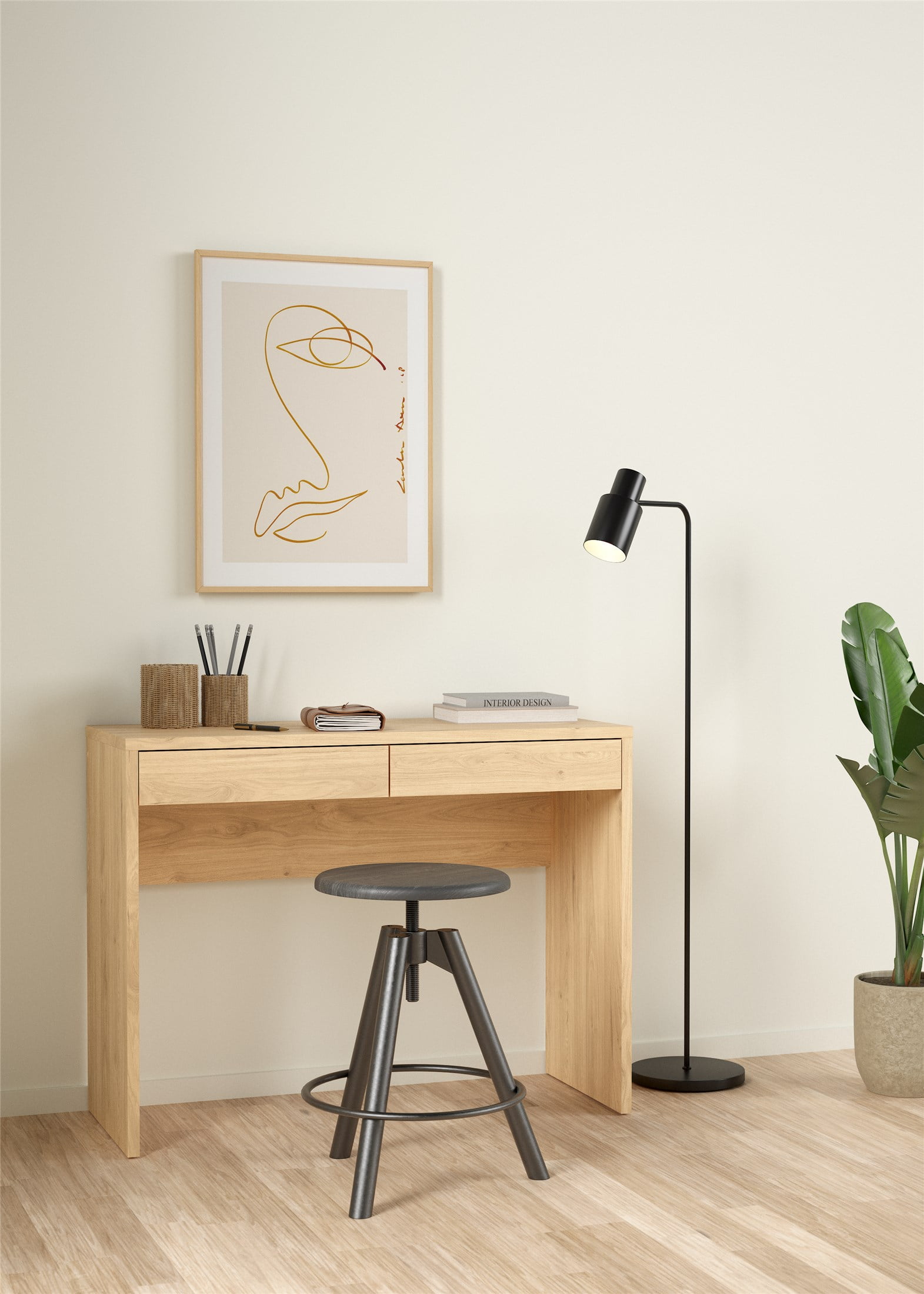Tvilum Warner 4 Drawer Office Desk with 1 Shelf for Adults, White