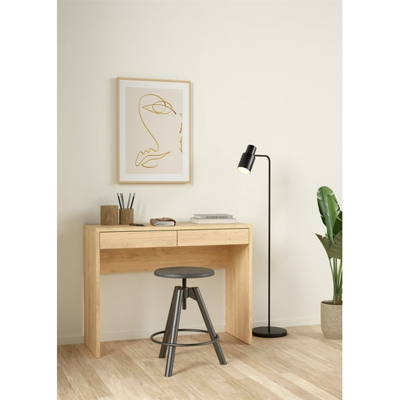 Tvilum Wilbur Home Office Writing Desk with 2 Storage Drawer for Adults, Jackson Hickory