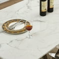 thumbnail image 5 of GAKMCIL 70" Rectangle Dining Table for 6-8 People, Modern Faux Marble Kitchen Table with Mirrored Finish Stainless Steel Base, 300lbs Load, Easy Assembly for Dining Room, Kitchen (Silve&White), 5 of 10