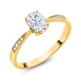 thumbnail image 2 of Gem Stone King 10K Yellow Gold Moissanite and Accent Diamond Engagement Ring for Women | 1.00 cttw | Gemstone Birthstone | Oval 7X5MM | Size 7, 2 of 5