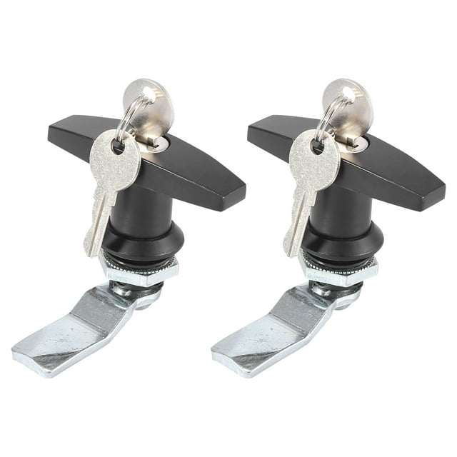 Unique Bargains 2pcs T Shaped Handle Door Lock Latch with Keys RV Truck Trailer Cabinet Tool Box Lock Zinc Alloy