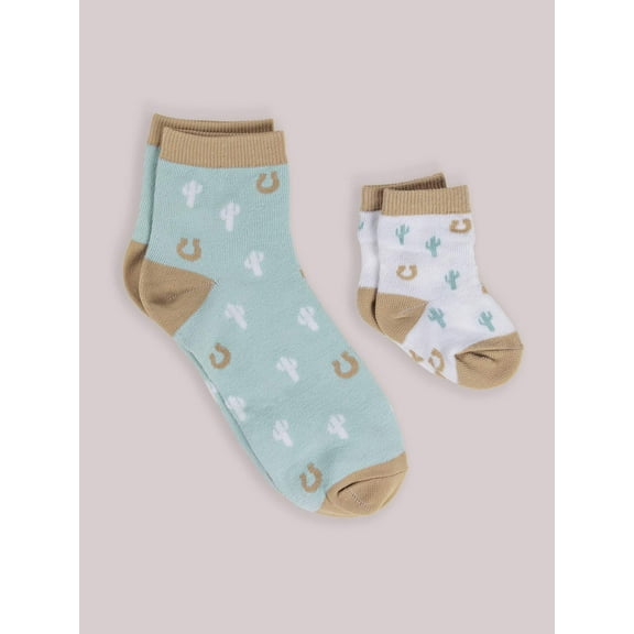 JuJuBe x Studio Oh! Mama & Me Matching Socks Set - Howdy Partner Blue