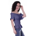 thumbnail image 3 of Moomaya Womens Off Shoulder Smocked Top Solid Short Sleeve Casual Summer Tops, 3 of 6