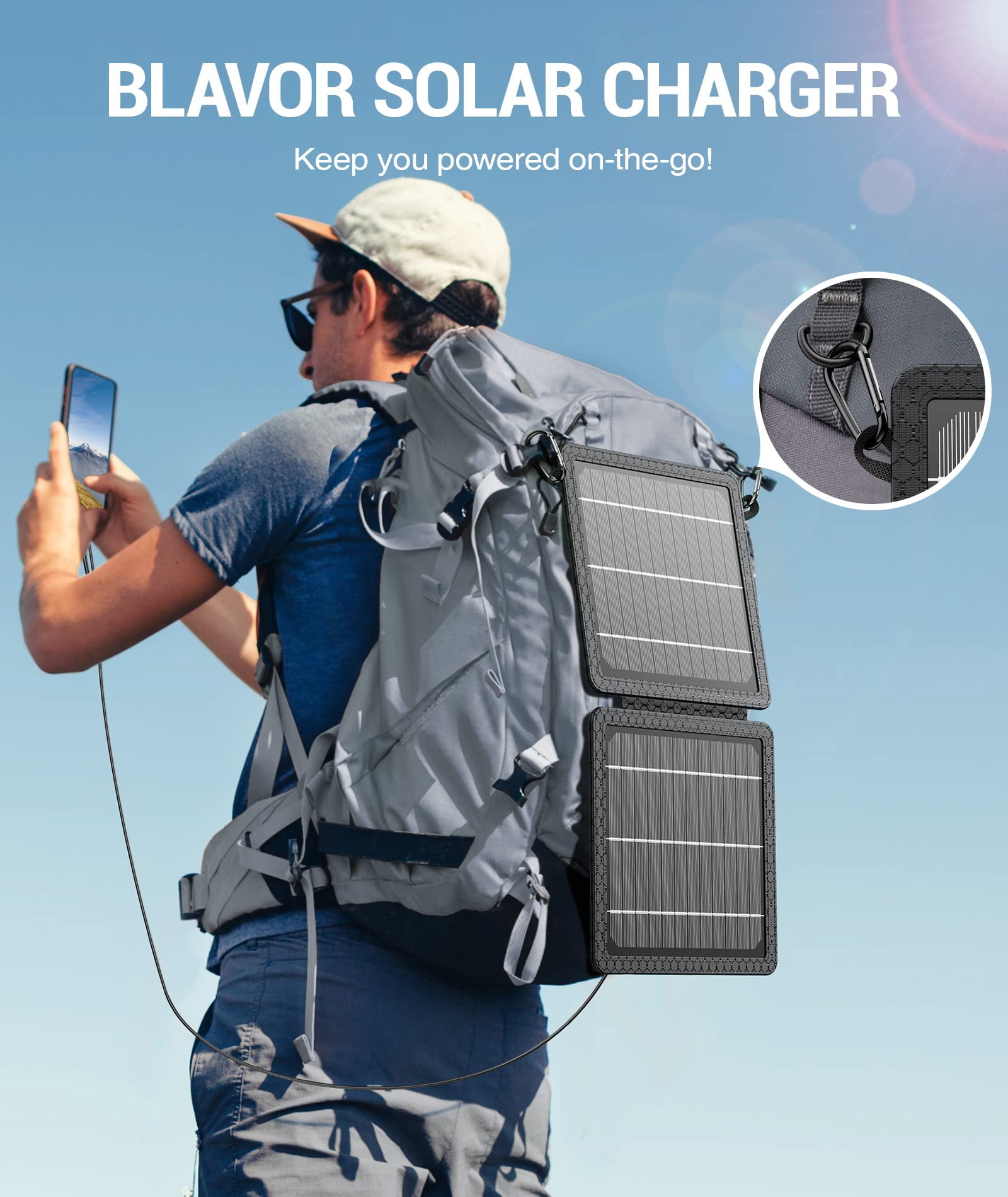 10W Foldable Portable Solar Charger with Dual USB Outputs, 24% High Efficiency Solar Panels, Waterproof, Dustproof & Shockproof, Compatible with Most Devices