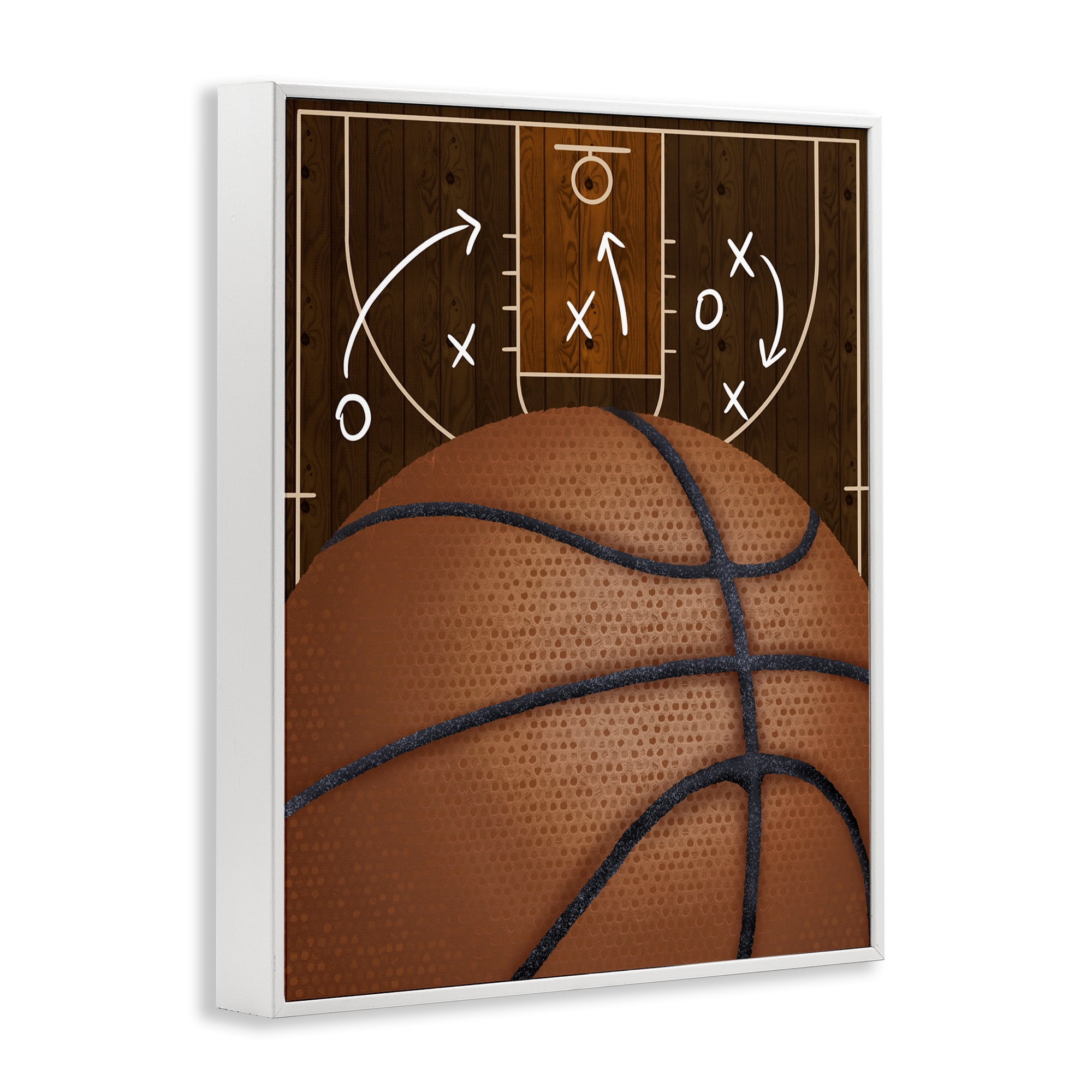 Stupell Industries Basketball Court Tactics White Framed Giclee Art, design by Jennifer Stith