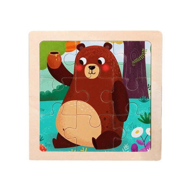 Rompecabezas De Madera De Nueve Piezas Con Animales De Dibujos Animados Rompecabezas De Madera Para La Educación Temprana De Los Niños Rompecabezas Educativo Juguete De Madera Para Niños De 2 A 5 Añ