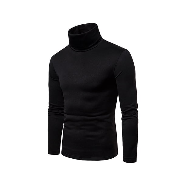 Minnieouse Camisa térmica de algodón de cuello alto para hombre, jersey de manga larga de Color sólido, ropa interior para dormir en casa y en la escuela Ropa interior Negro L Minnieouse AP013664-03