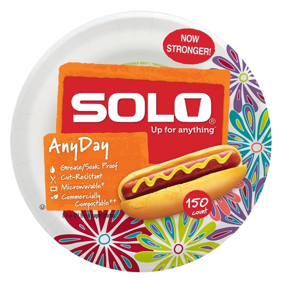 SOLO Anyday 8.5" Paper Plates, Mega Pack of 150ct