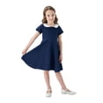 thumbnail image 6 of XEGLSBU Girls Dresses Size 14-16 Xl Classic and Summer Girls' Dress School Style Children's and Autumn Color Contrast Short Sleeved Dress 4 13 Years Old Navy Size 13-14 Years, 6 of 9