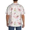 Zufioo Swan And Flowers Print Mens Button Down Short Sleeve Shirt