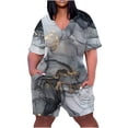 thumbnail image 2 of Drses Women's Summer Casual Rompers Short Sleeve Oversized Workout Athletic Tee Romper Loose Onesie Shorts, 2 of 5