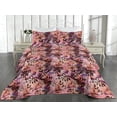 thumbnail image 2 of Ambesonne Floral Design Quilted Bedspread Set 3 Pcs, Romantic Wild Leaves, Queen, Coral Dark Fuchsia Indigo, 2 of 4