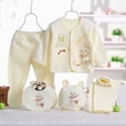 thumbnail image 2 of CAUYDY Newborn Girl Outfits Preemie Boy Pajamas Baby Layette Long Sleeved Shirt Warm Hat 2Pants Bib 5 Pieces Soft Set for Unisex Infant Fall Sizes 0-3 Months,Yellow, 2 of 7