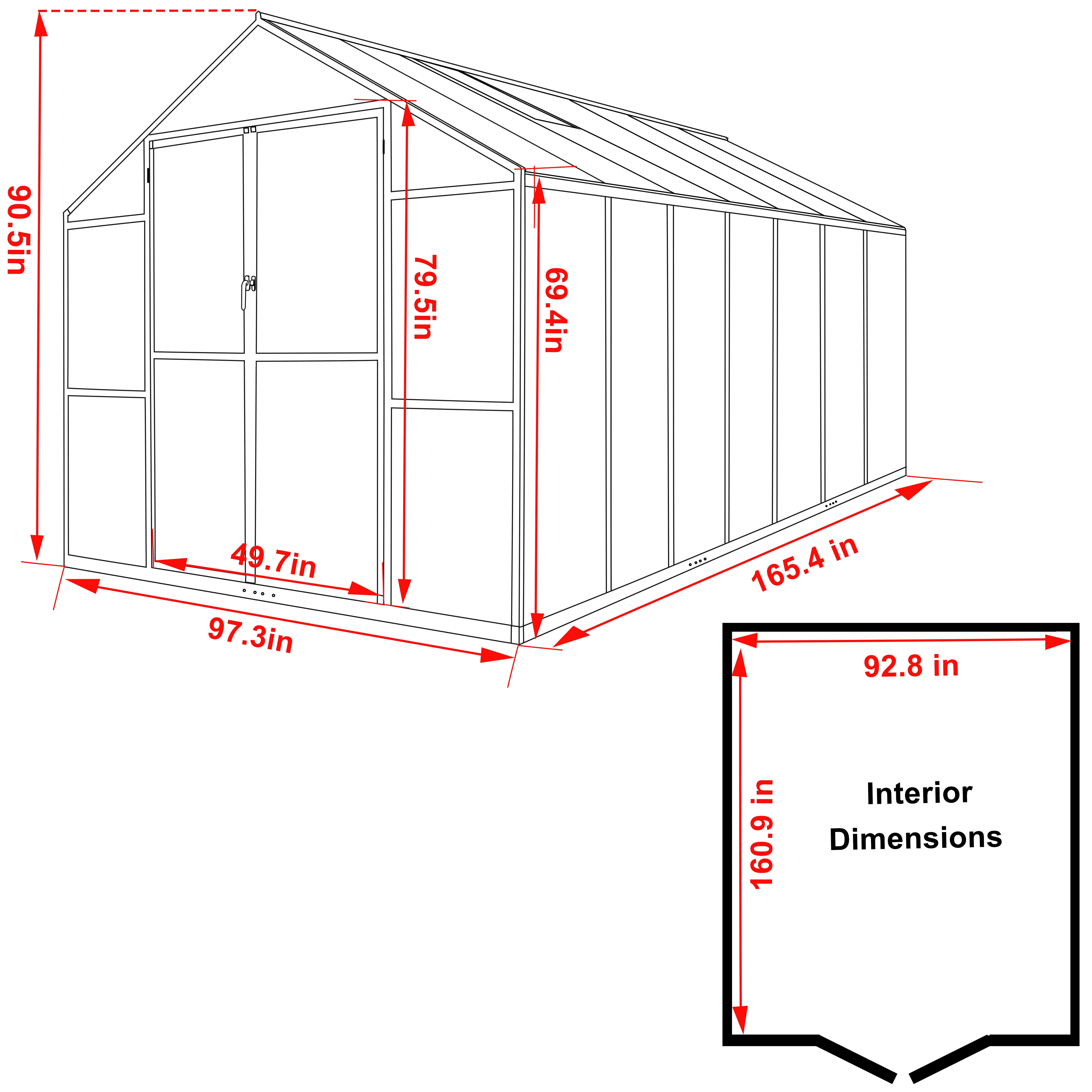 VEIKOUS 14' x 8' Walk-in Greenhouse, Polycarbonate Greenhouses for Outdoors with Vents and Window